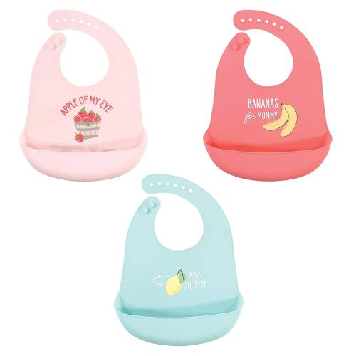 Hudson Baby Unisex Baby Silicone Bibs, Apple Of My Eye, One Size