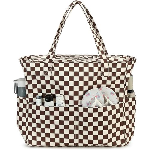 Waterproof Beach Tote Pool Bags for Women Ladies Extra Large Gym Tote Carry On Bag With Wet Compartment for Weekender Travel