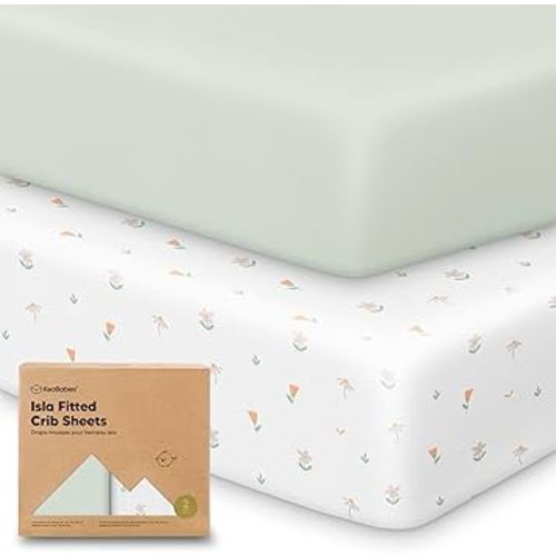 2-Pack Crib Sheets for Boys, Girls - Viscose Derived from Bamboo Fitted Crib Sheet, Baby Crib Sheets Neutral, Crib Mattress Sheet, Toddler Bed Sheets, Baby Sheets for Crib Fitted Sheets (Wildflowers)