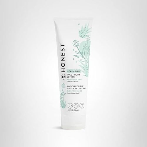 The Honest Company Hydrating Face + Body Lotion | Fast Absorbing, Naturally Derived, Hypoallergenic | Fragrance Free Sensitive, 8.5 fl oz