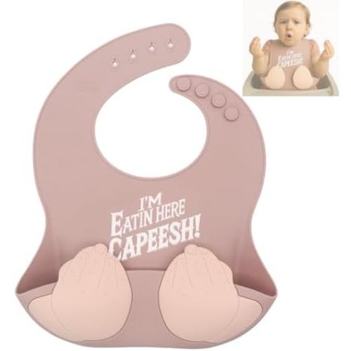 Teasin' Teethers Funny Italian Silicone Baby Bib with Pocket Food Catcher for Toddlers and Infants Funny Baby Bib Gift