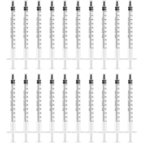 1ml 20 Pack Syringe Sterile Plastic Individual Wrap, Plastic Syringes without Needle for Science Labs, Colostrum Collector, Glue Applicator, Feeding Pets,Oil or Glue Applicator