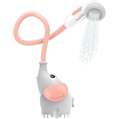 Yookidoo Baby Bath Shower Head - Elephant Bath Toy and Trunk Spout Rinser - for Newborn Babies in Tub Or Sink (Pink)