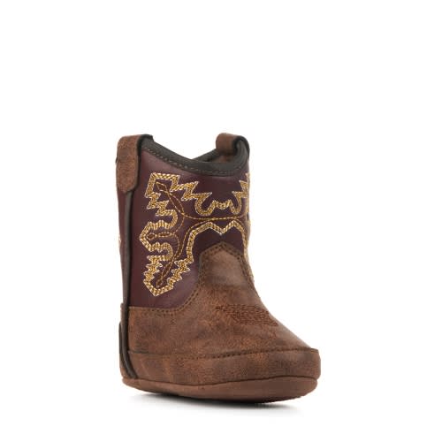 Twister Infant Blake Baby Bucker Tan and Maroon Western Booties