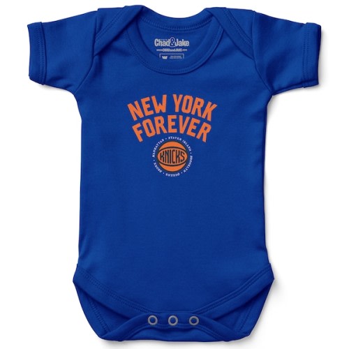 New York Knicks Chad & Jake Newborn & Infant 2024 NBA Playoffs Bodysuit - Blue