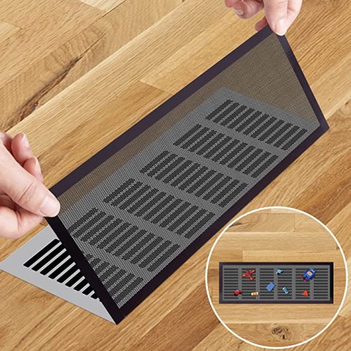 8pcs Floor Vent Mesh Covers,Magnetic Air Vent Screen Register Trap, Rectangle PVC Floor Register Mesh Cover for Wall Ceiling Floor Catch Debris Hair Insect (5.5x12") - 5.5*12-8PCS