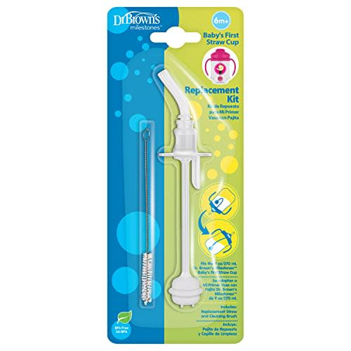 Dr. Brown's Baby's First Straw Cup Straw Replacement Kit with One Straw and One Cleaning Brush, BPA Free