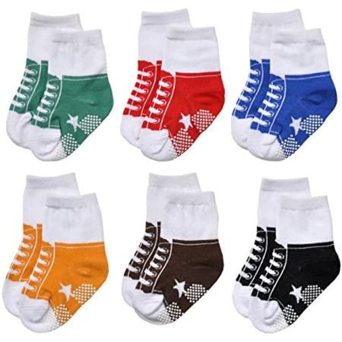 EPEIUS Unisex Baby Girls Boys Non-Slip Socks (Set of 6)