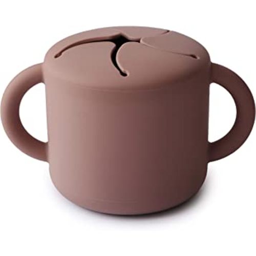 mushie Silicone Snack Cup | Spill Proof Food Container for Toddler and Baby (Cloudy Mauve)