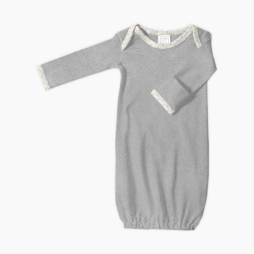 SwaddleDesigns Cotton Knit Long-sleeve Pajama Gown with Mitten Cuffs - Heathered Gray, 0-3 M