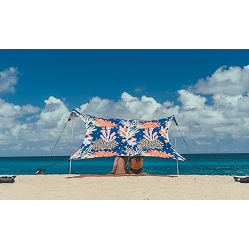 Neso Tents Beach Tent with Sand Anchor, Portable Canopy Sunshade - 7' x 7' - Patented Reinforced Corners (Save The Reef)