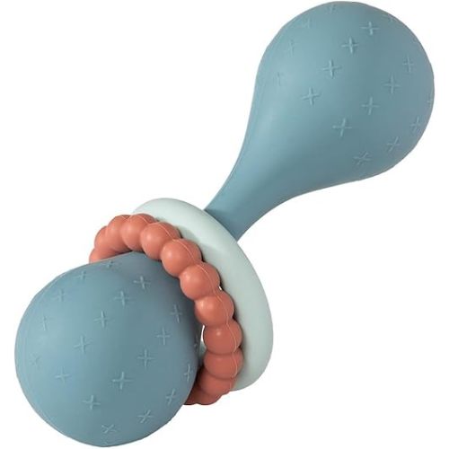 Mary Meyer Baby Rattle Simply Silicone Teething Toy, 5-Inches, Slate Blue