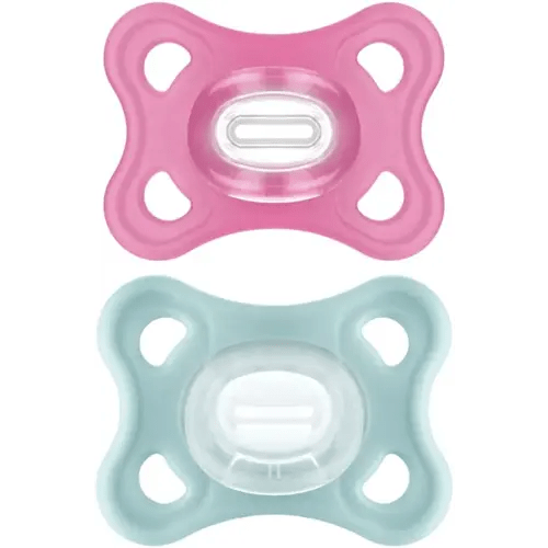 MAM Comfort Baby Pacifiers, Lightweight One-Piece Full Silicone Binky for Newborns 3-12 Months, BPA-Free, Easy to Clean Pacifier, Best for Breastfed Babies, with Sterilizer Case, 2 Count Binkies