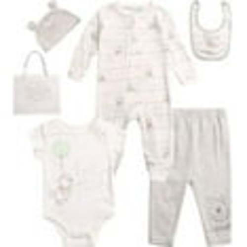 Disney Newborn Baby Layette Set - 6 Piece Disney Bodysuit Coveralls Sweatpants, Hat, Gift Bag (0-6M)