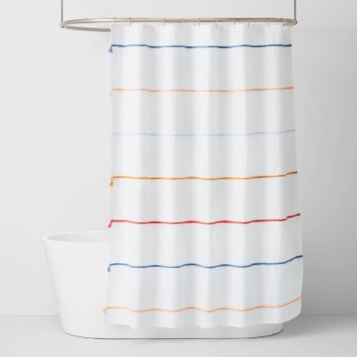 Multi Stripe With Tassels Shower Curtain - Pillowfort™