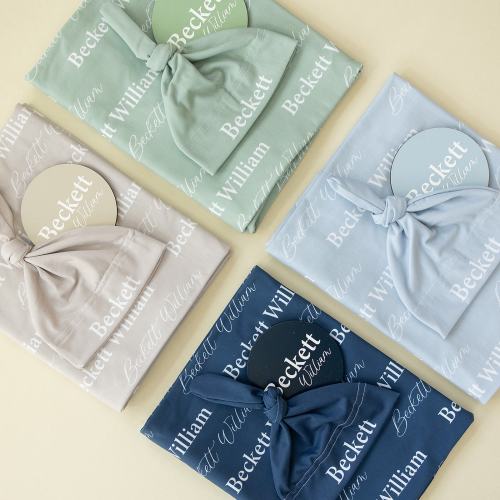 Personalized Swaddle Blanket, Optional Bundle, Newborn Coming Home Outfit Photo Props, Baby Name Announcement Sign, Baby Shower Gift JS01