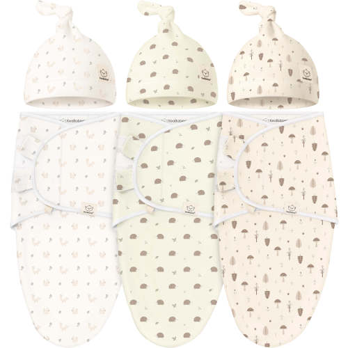 3-Pack Soothe Swaddle Wraps with Knot Hats (Nibbles/Bruce)