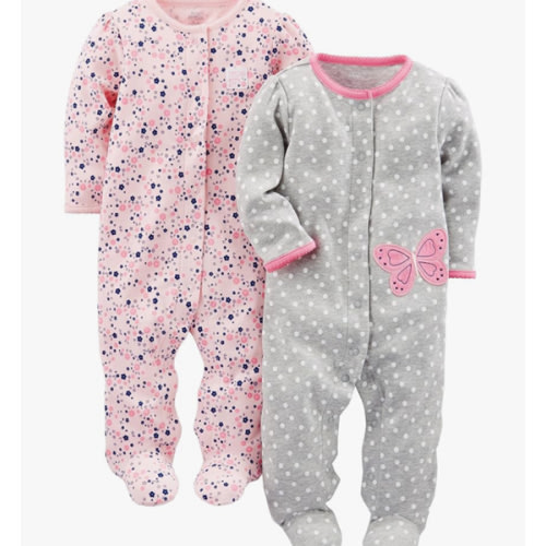 Simple Joys by Carter's Baby Girls' 2-Pack Cotton Snap Footed Sleep and Play