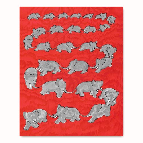 Tails to Trunks, Vintage Babar Print - Baby Nursery Wall Art, Babar the Elephant Decor, Gender Neutral Kids Room Art (Unframed 11x14 Inch)
