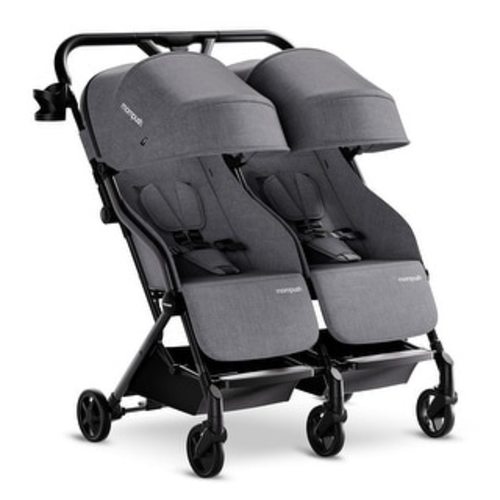 Mompush Lithe Double Stroller, Lightweight Side by Side Stroller for Newborn and Toddler, Easy Fold, Spacious Seats with Recline