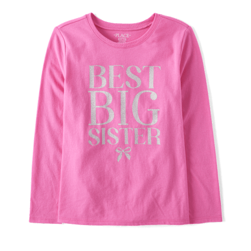 Girls Best Big Sister Graphic Tee - Pink