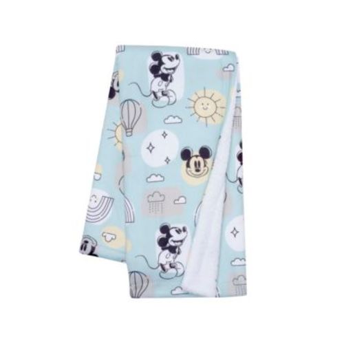 Disney Baby Classic Mickey Mouse Blue/White Soft Fleece Baby Blanket
