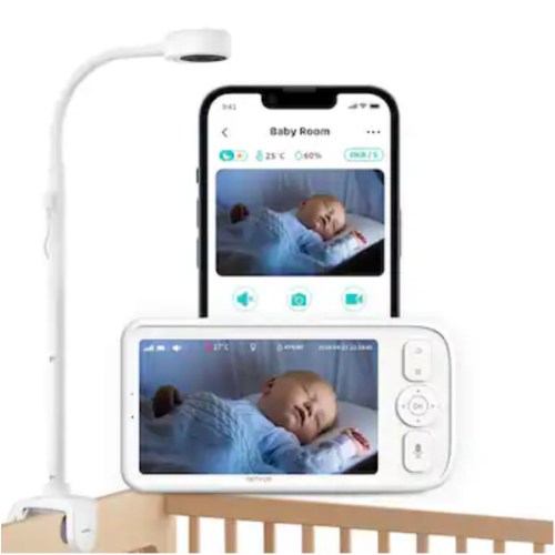 Baby Monitor with Camera and Audio, Netvue Peekababy 1080P HD 5" Video Monitors Security Cameras - White