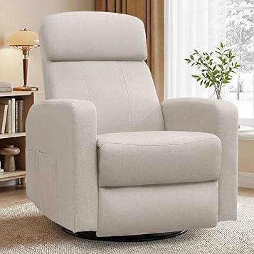 Power Swivel Recliner Chairs for Adults, Electric Glider Rocking Chair Nursery, Glider Recliner Nursery Chair with Classified Side Pocket, Nursery Rocking Chairs with USB and Type-C Ports