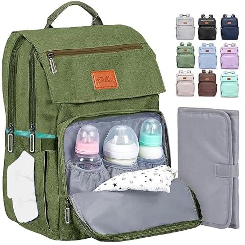 PILLANI Baby Diaper Bag Backpack - Large Bag for Boys & Girls, Waterproof Diaper Backpack - Baby Shower Gifts for Boys - Toddler Diaper Bag with Changing Pad - Large Capacity, Wide Opening Easy Access