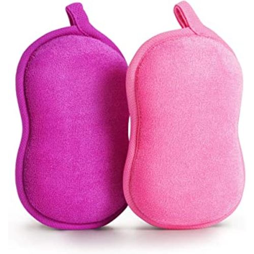 Baby Bath Sponge - Ultra Soft Baby Sponge for Bathing - Kids Bath Sponges for Infants, Toddler Bath Time, 2 Count (1 Pack) - Pink Violet