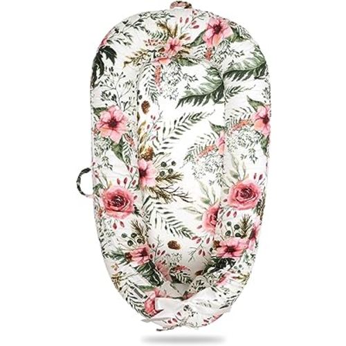 Baby Lounger for Newborn Cover,Baby Nest Cover,New Lounger for 0-12 Months, Baby Snuggle Infant Bassinet Mattress Insert Soft & Breathable Cotton Portable Infant Floor Seat-Baby Girl Newborn Essential