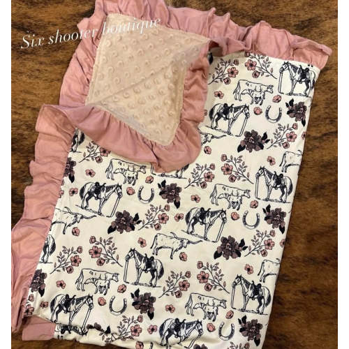 Cowgirl life ruffle baby Minky blanket