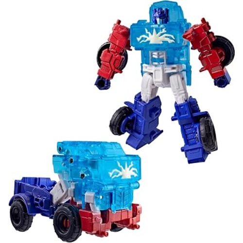 Transformers CYBERWORLD Optimus Prime Cyber Changers Energon Surge | 4-Inch Action Figure | Quick Change to Truck Mode | Robot Toys for Kids 6+