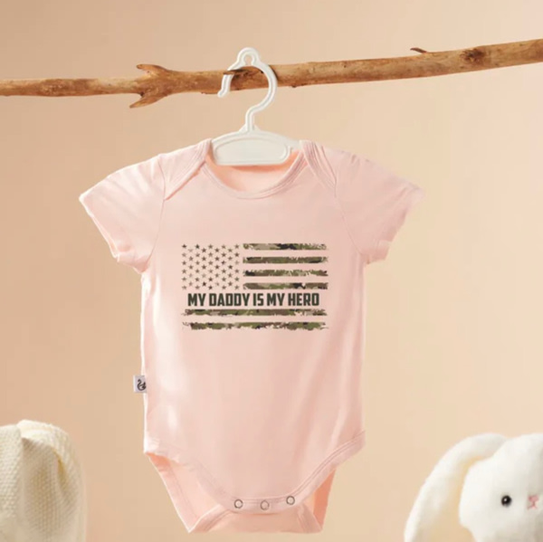 American Flag Baby Onesie | My Daddy Is My Hero | SwaddleAn