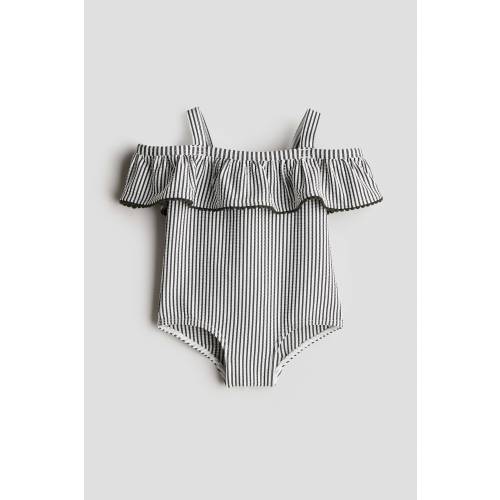 FLOUNCED OPEN-SHOULDER SWIMSUIT
