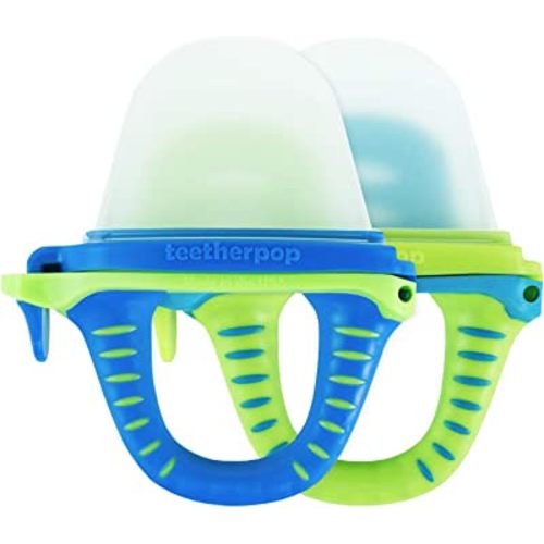 teetherpop No Mess Frozen Baby Teethers, Fill w/ Breastmilk, Purees, Smoothies, Juice, USA Made, Medical Grade Materials, Soothie Pacifier, Baby Fruit Feeder, Teething Toys for Teething Relief
