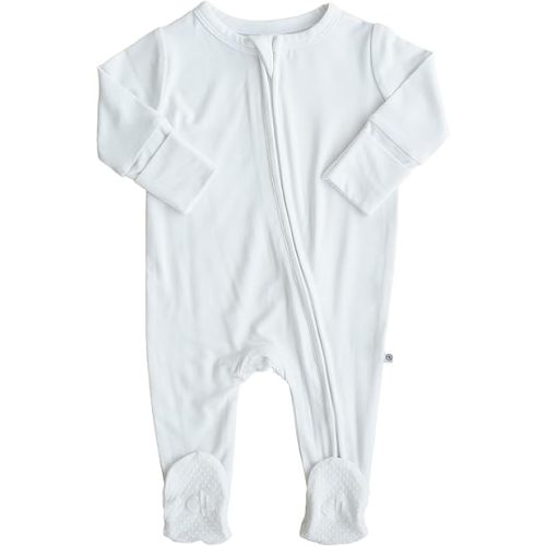 Caden Lane Zippered Baby Footie Pajamas, Soft Onesie Bodysuit with Feet & Double Zipper for Easy Diaper Change, Infant, and Toddler Footed One-Piece Jumpsuit, Lace White, Newborn