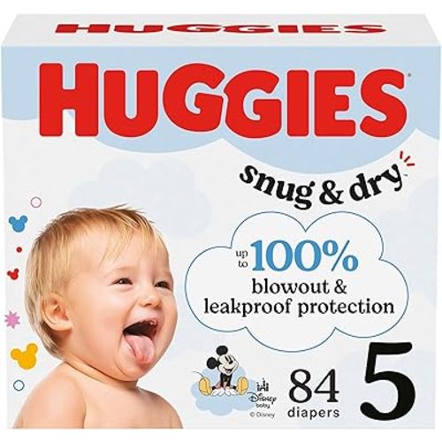 Huggies Size 5 Diapers, Snug & Dry Baby Diapers, Size 5 (27+ lbs), 84 Count, Packaging May Vary