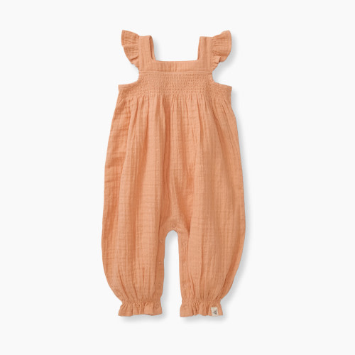 Burt's Bees Baby Organic Cotton Dotted Muslin Jumpsuit - Peach Muslin, 6-9 M