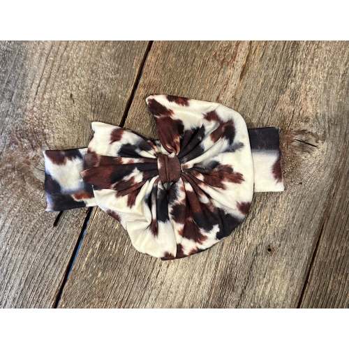 Cowprint baby headband bow