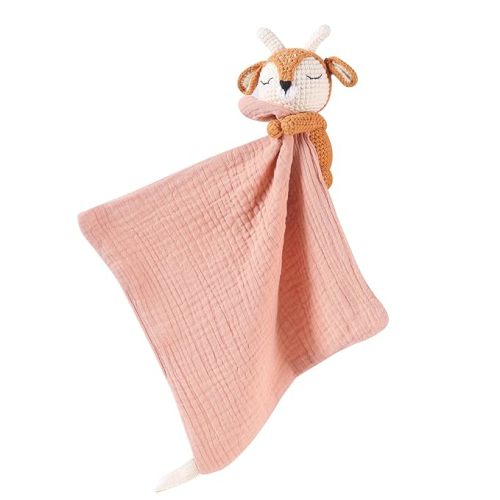 BBYP Baby Animal Plush Toys with Rattle, Baby Hand Knitted Animal Security Blankets, Soothing Toys, Gifts for Boys and Girls 12 inch