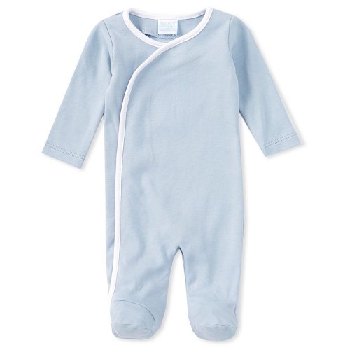 Edgehill Collection Baby Boys Preemie-9 Months Round Neck Long Sleeve Asymmetric Footie Coverall