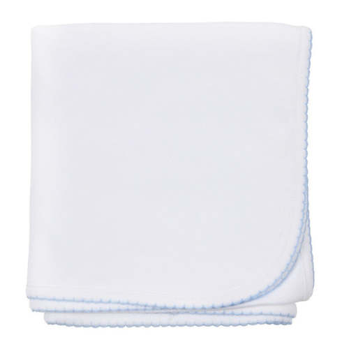 Essentials Receiving Blanket with Blue Trim