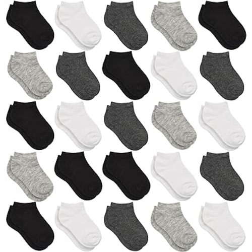 Kids Socks - 25 Pairs Toddler Ankle Socks Set, Low Cut for Boys & Girls (0-14 Years Old)