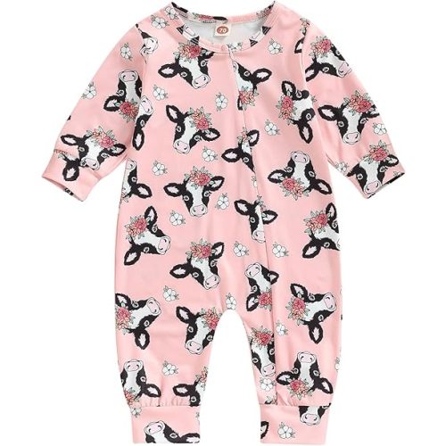 TheFound Western Baby Boys Girls Clothes Horse Floral Print Long Sleeve Infant Jumpsuits Newborn Autumn Cute Bodysuits 0-18M