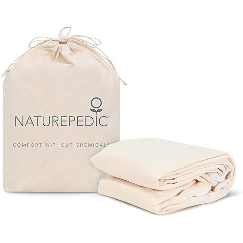 Naturepedic Organic Waterproof Mattress Protector Pad - Washable & Reusable Fitted Stretch Knit Mattress Cover - Highly Absorbent Bed Incontinence Pads - Breathable Fitted Cover for Twin 9"-16"