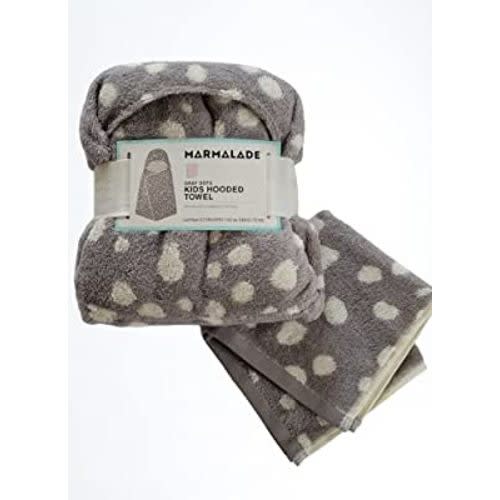 Marmalade Luxe Cotton Matching Hooded Towel and Wash Cloth in Gray Dots