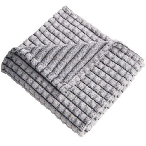Plush Soft Flannel Baby Blanket, Warm and Cozy Unisex Toddler Blanket, Grey Grid, 30x40 Inches - NTBAY