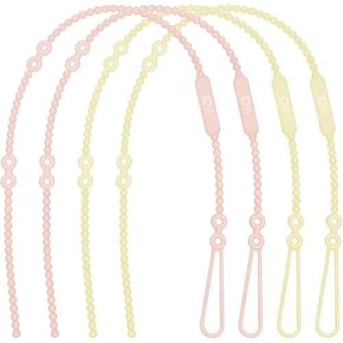Olababy Silicone Strap for Baby Toys, Teethers, Sippy Cups, Bottles w Handles, Feeding Spoons, High Chairs, Strollers, Car Seats and Travel Essentials (4 Straps, 2 Lemon / 2 Coral)