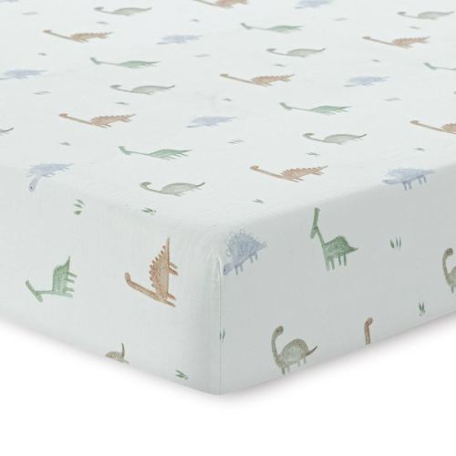 Cotton Crib Sheets for Boys and Girls | Super Soft, Breathable 1-Pack | 100% Cotton Muslin Crib Sheets Fitted for Standard Cribs and Toddler Beds 28x52 Crib Sheet | Dino